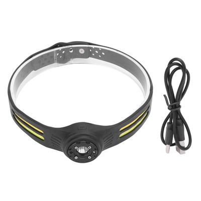 LED Headlamp Motion Sensor Bright USB Rechargeable Headlight with Silicone Headband for Camping