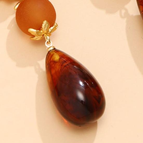 Water Drop Earrings, with Amber Gradient Design, Durable Alloy Retro Elegant Style Jewelry for Women