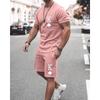 Men's T-shirt Set 2-piece T-shirt and Shorts Set Summer Fashion Casual 2-piece Men's T-shirt Set