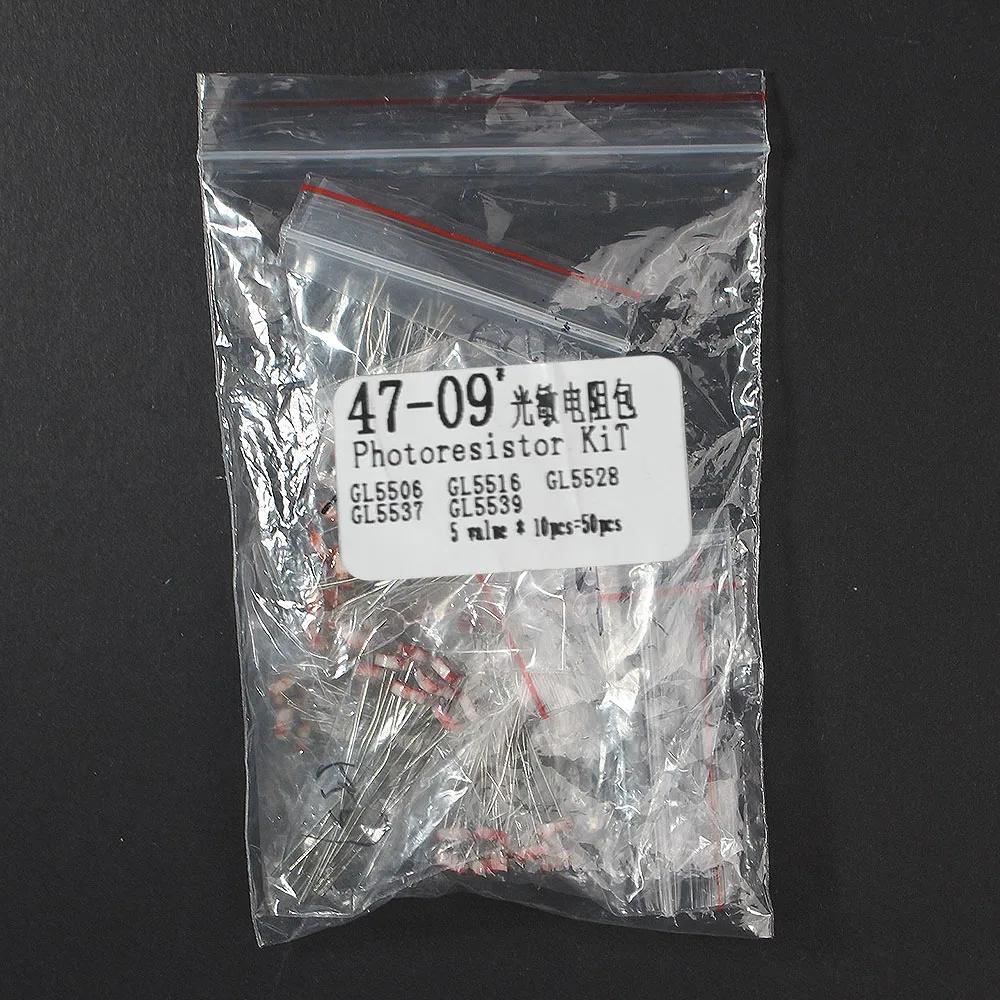 50PCS Photoresistor Resistor Kit GL5506 GL5516 GL5528 GL5537 GL5539 Electronic Component Light-dependent Resistors LDRs