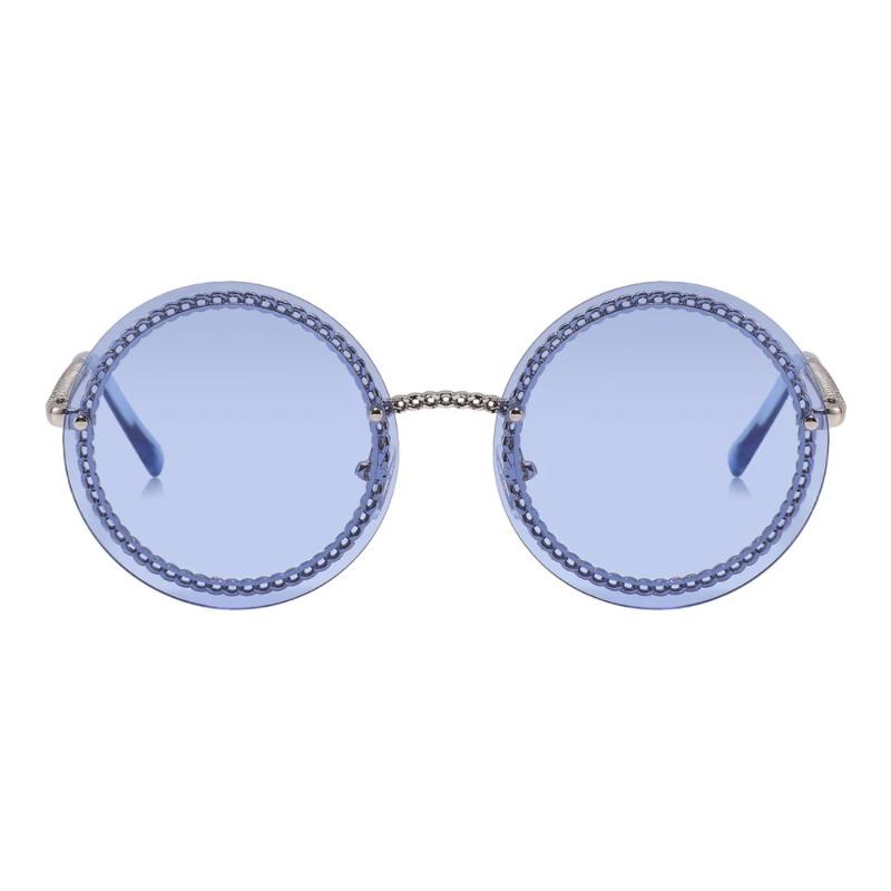 Luxury Metal Chain Round Sunglasses Rimless Brand Shades For Women Circle Sun Glasses Gradient   Zonnebril Dames