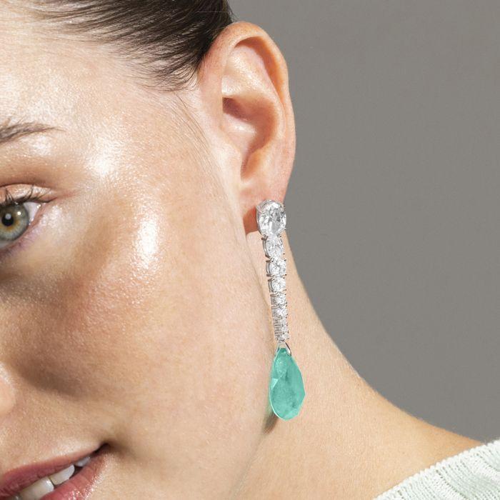 Boucles d'oreilles - Luxenter - Kim - Argent 925 - Quartz hydrothermal vert - Plaqué rhodium