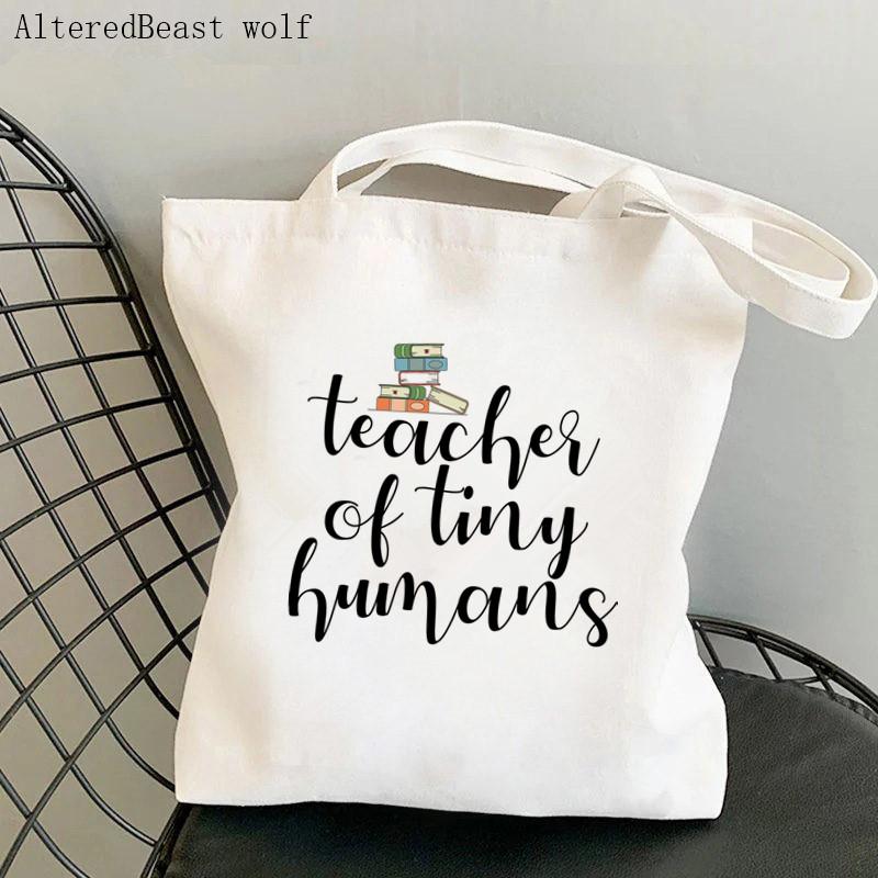 Women Shopper Bag Teacher Apple Tree Printed Kawaii Bag Harajuku Shopping Canvas Shopper Bag Girl Handbag Tote Shoulder Lady Bag