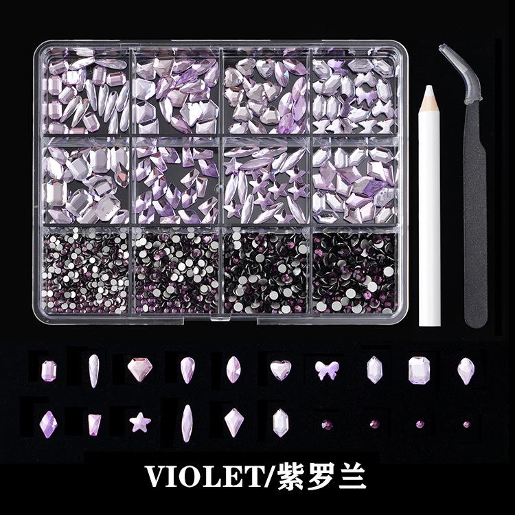 12-Grid Boxed Rhinestone Nail Art Flat Bottom Special-Shaped Diamond Nail Rhinestone Nail Art Jewelry Set