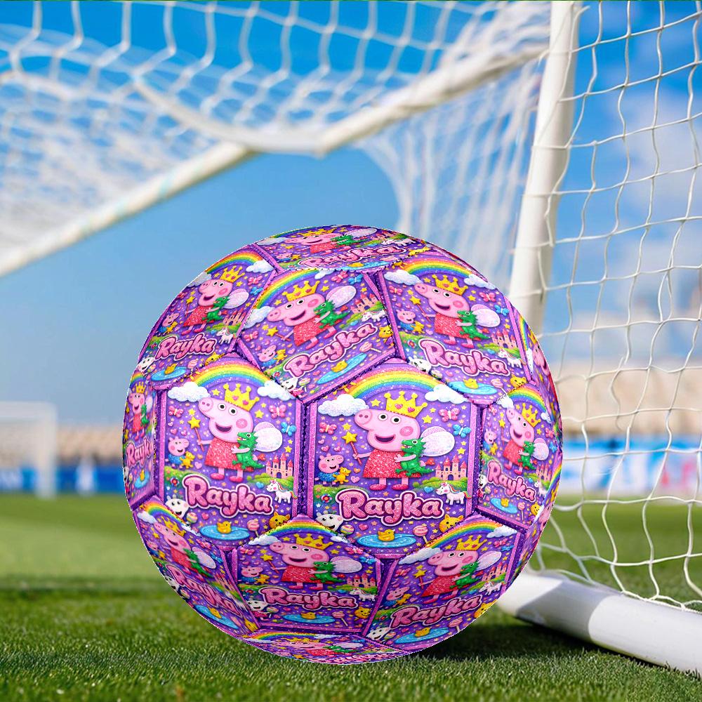 Princess Peppa Size 5 Soccer Ball, Suitable for Training and Matches, High-Elasticity, Wear-Resistant Material Gift for Fan