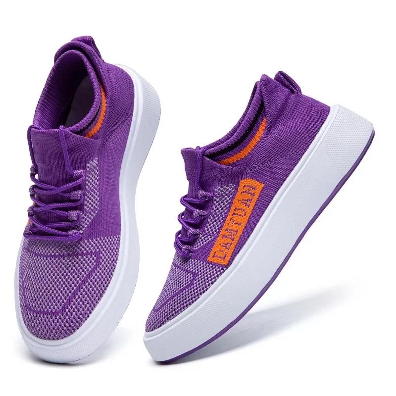 

мода Fujeak Мужская обувь Кроссовки Тренд Повседневные Дышащие Мужские Спортивные Кроссовки Женская Нескользящая Обувь Вулканизированная Обувь Tenis Masculino 46 фиолетовый