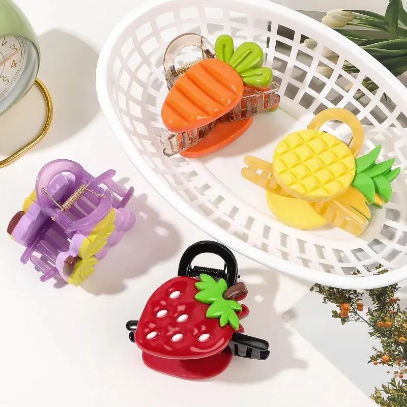 Neue mittlere Früchte Haarklammern Clip für Frauen Mädchen PC Zitrone Erdbeere Kreuz Fang Krabbenklemme Kopfschmuck Zubehör Sommer Herbst