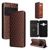 Cubic Grid Texture Flip Leather Phone Case