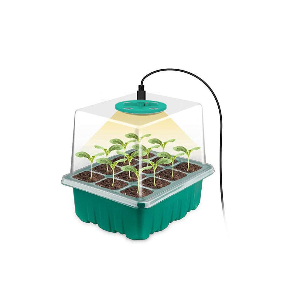 Full Spectrum LED Grow Light with Seedling Tray Plant Seed Starter Trays Greenhouse Growing Trays with Holes 12 Cell Per Tray