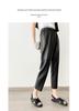 2025 Spring Soft Sheepskin High Waist Cropped Leather Pants - Elastic, Loose Fit, Leg-Shaping Trousers for a Chic Commute Look