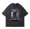Japanese I Alone Upgrade Animation Printing Short-Sleeved T-Shirt Retro Washed Old Casual Half-Sleeved T-Shirt