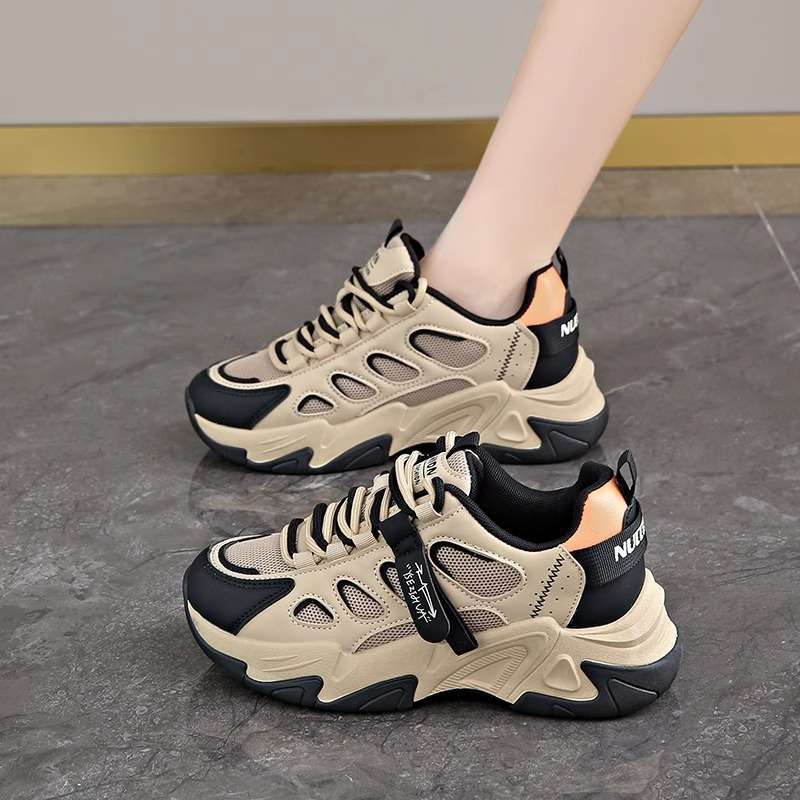 Stepping On Shit Mesh Sneakers Women's Explosion 2025 New Summer Showing Feet Small Thick-soled Breathable Dad Shoes