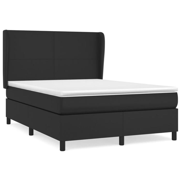 3128913 vidaXL Bed with Box Spring and Mattress Black 140x200 Cm Faux Leather