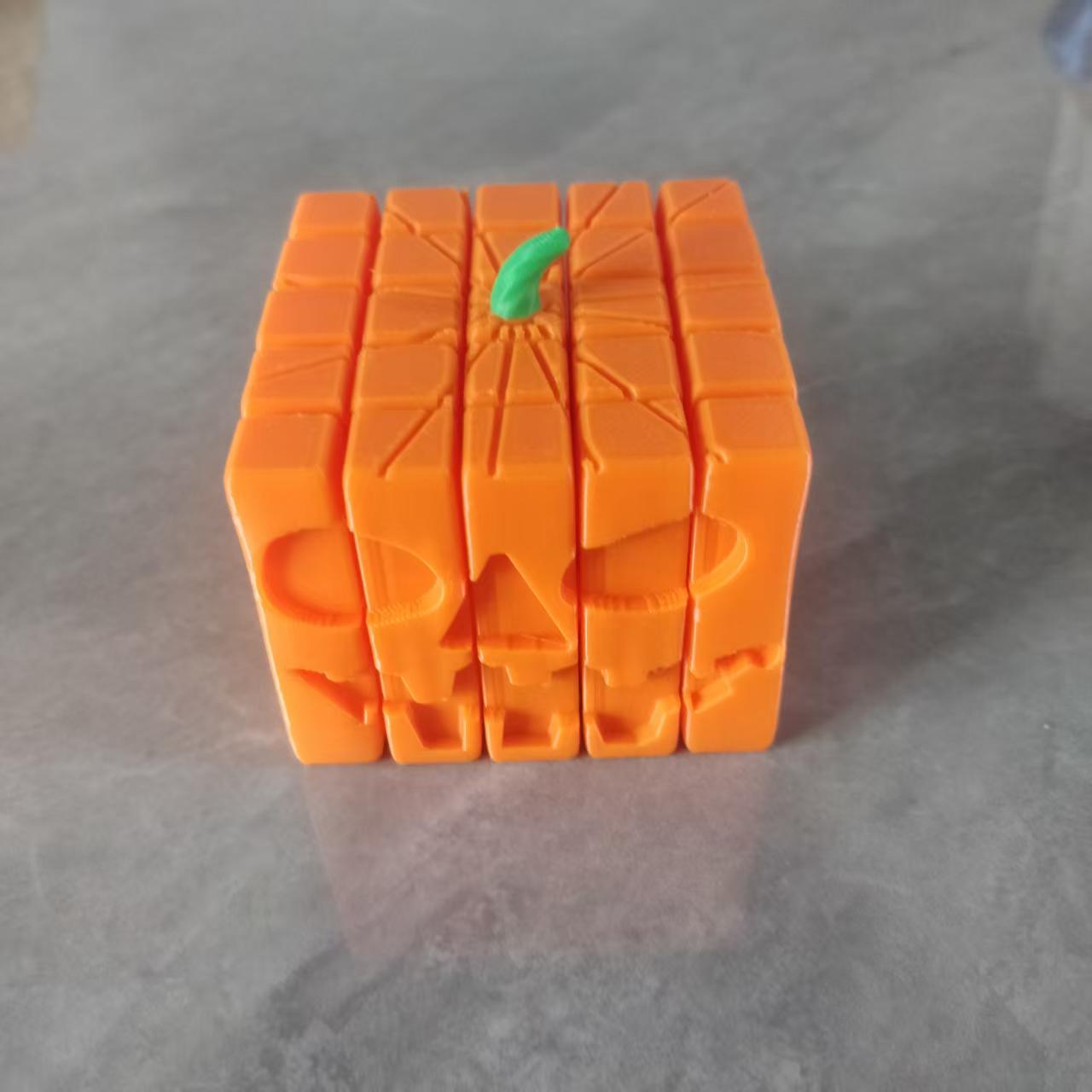 3D Printed Rubik s Cube Pumpkin Push Pop Fidget Toy for Halloween