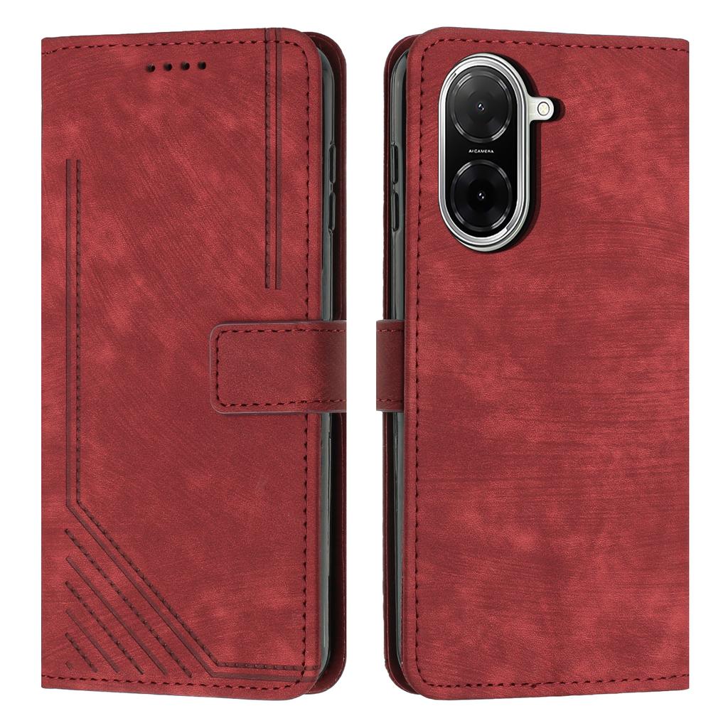 Wallet Case for Xiaomi Redmi A5 4G (171.7mm)/Poco C71 4G Imprinted Lines Leather Phone Cover with Stand