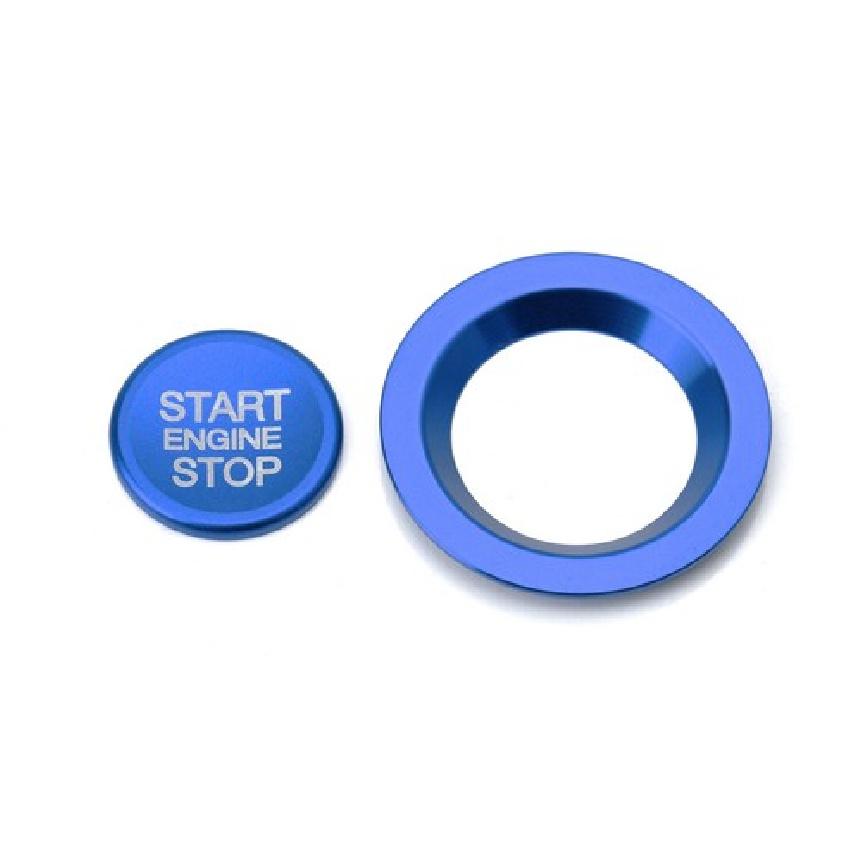 Blue Keyless Engine Push Start Button W/ Ring For Land Rover or Jaguar Ignition