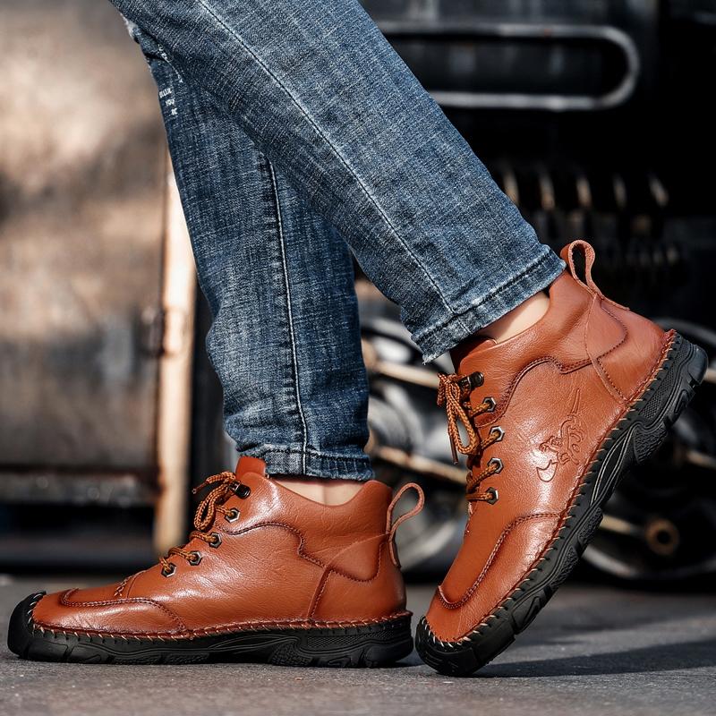 38-48 Herren Handgefertigte Echtleder Stiefel Bequeme Stiefeletten für Herren Freizeitschuhe Outdoor Workwear Schuhe