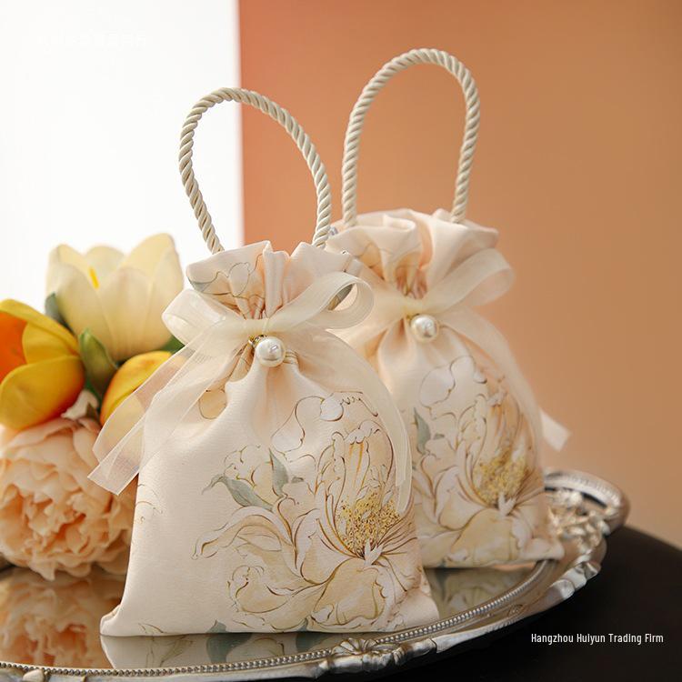 Elegant Satin Wedding Candy Bags and Boxes