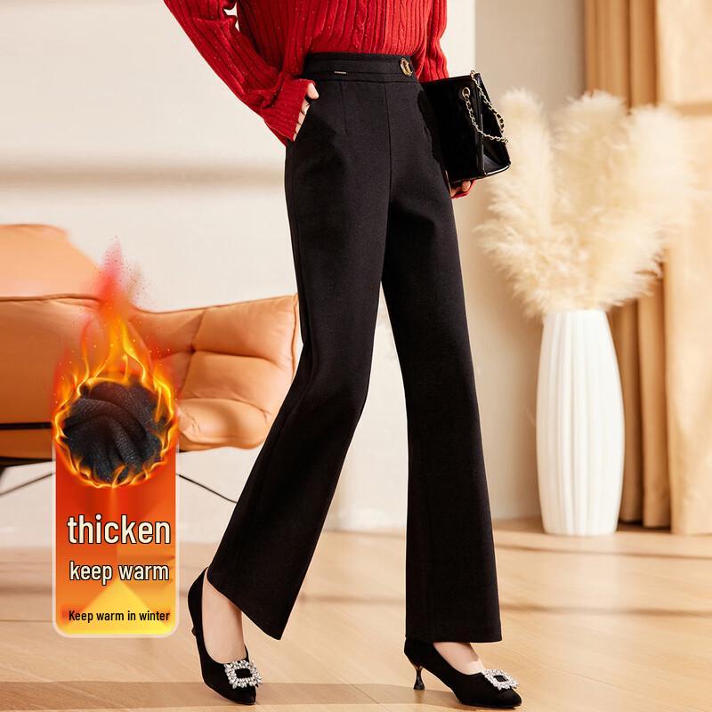 

Pastel Women s Autumn/Winter Warm Elastic Waist Casual Pants 2XL