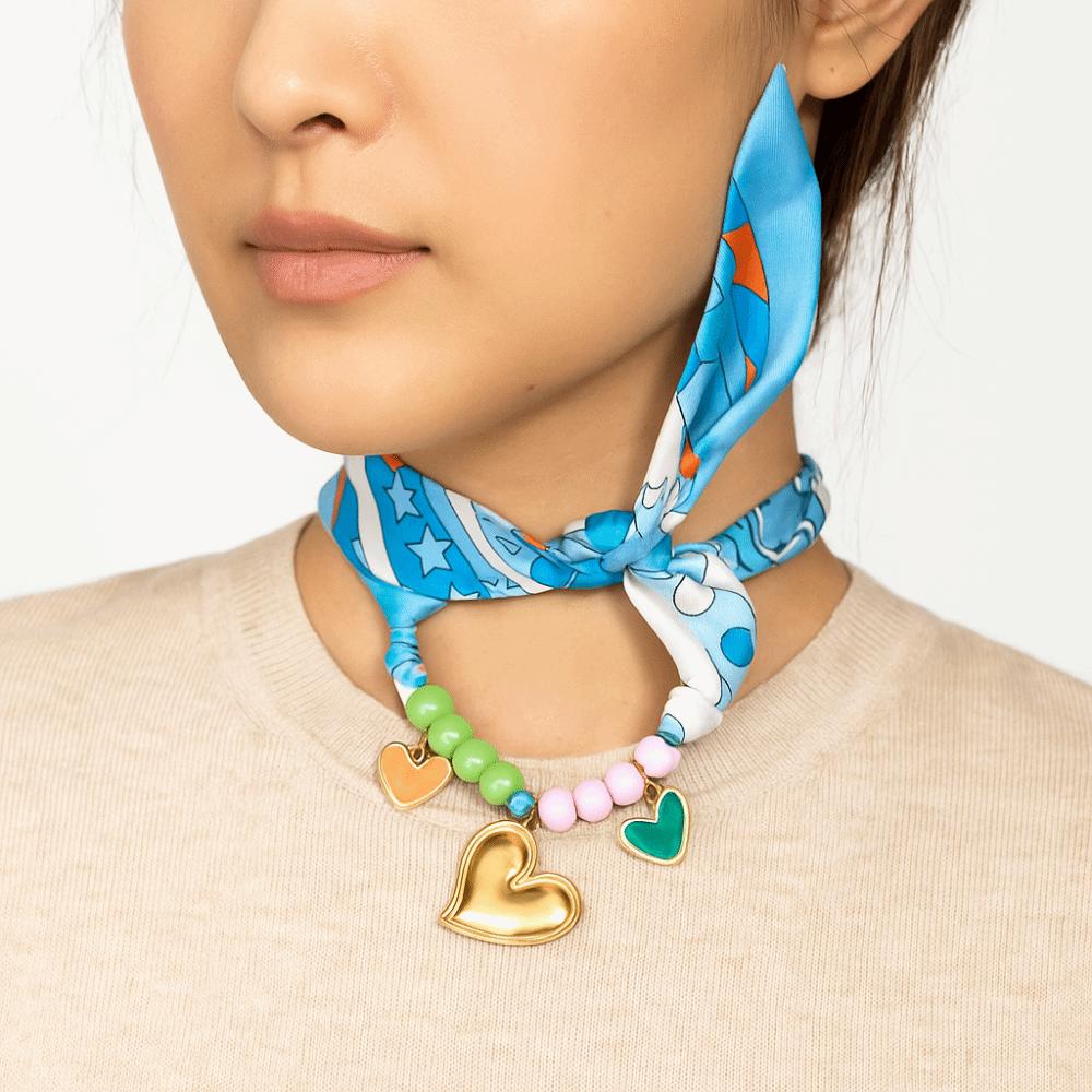 Printing Sweet Pendant Necklace Ethnic Style Bag Accessories Vintage Colorful Headscarf  Gift