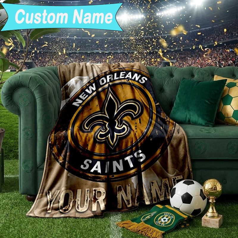 Custom Name Blanket Golden Saints Logo Blanket Bedding Blanket for Travel, Camping, Living Rooms, Offices, Sofas, Fan Christmas gift