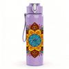 1PC Brown Orange Mandala Pattern 750ml Color Plastic Sports Water Bottle Leakproof Flip Straw Lid Suitable for Sports Office Home Use