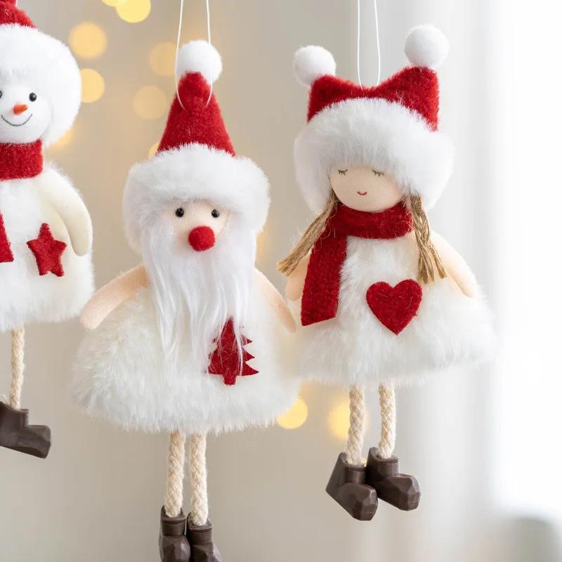 Weihnachtsdekoration Plüsch Engel Mädchen Puppe Anhänger Weihnachtsbaum Hängende Ornamente Plüsch Weihnachtsmann Schneemann Engel Anhänger Dekor Geschenk Spielzeug
