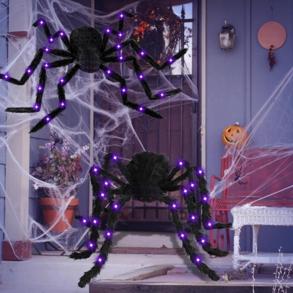 LED Lights Halloween Light Up Spider Decoration Purple Giant Spider Prop Halloween Decorating