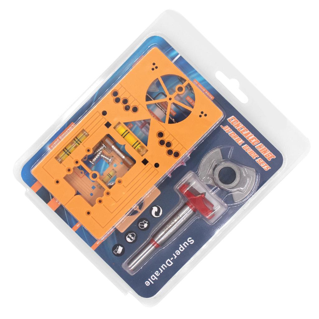 Hinge Boring Jig Kit with Builtin Level Bubble for Cabinet Door Installation 35mm Adjustable Hole Precision Tool