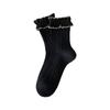 Chaussettes ankle en dentelle douce à volants et revers pour femme Style japonais Fille Dame Princesse Côtelées en coton à volants Mi-hautes
