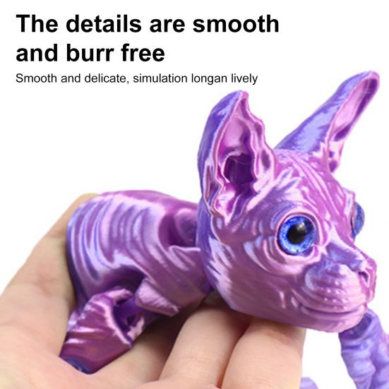 3D-gedruckte haarlose Katzenfigur bewegliche Gelenke Sphynx Katzenfigur Gelenktier