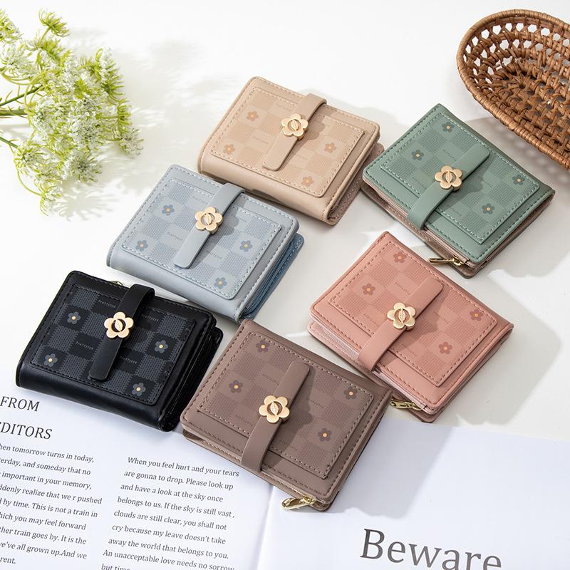 Wallet  PU Printed Zipper Folding Student Multi Slot Zipper Wallet
