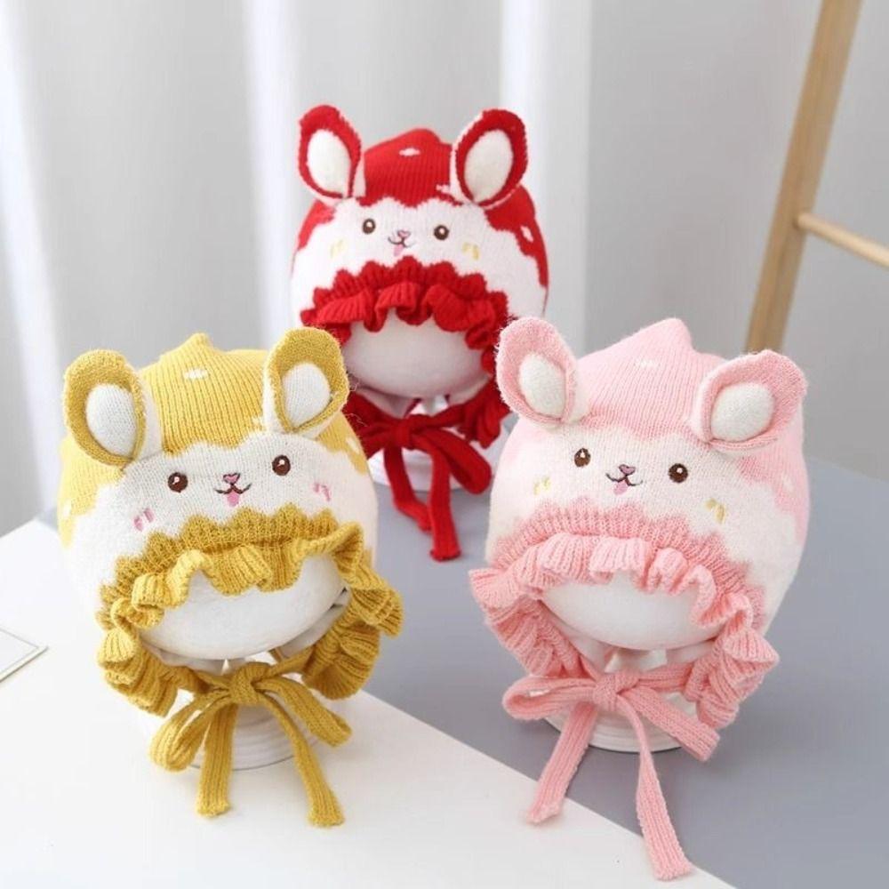 Warm Infant Beanie Hats Rabbit Ear Kids Pullover Cap Fashion Baby Knitted Hat Ear Protection