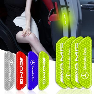 4PCS/juego Tiras Reflectantes para Coche Pegatinas de Advertencia Accesorios para Coche Para AMG CLA CES CLS SLK GLK CLK SLS CLG GLE GLC GLB EQC GLA GLS SLC