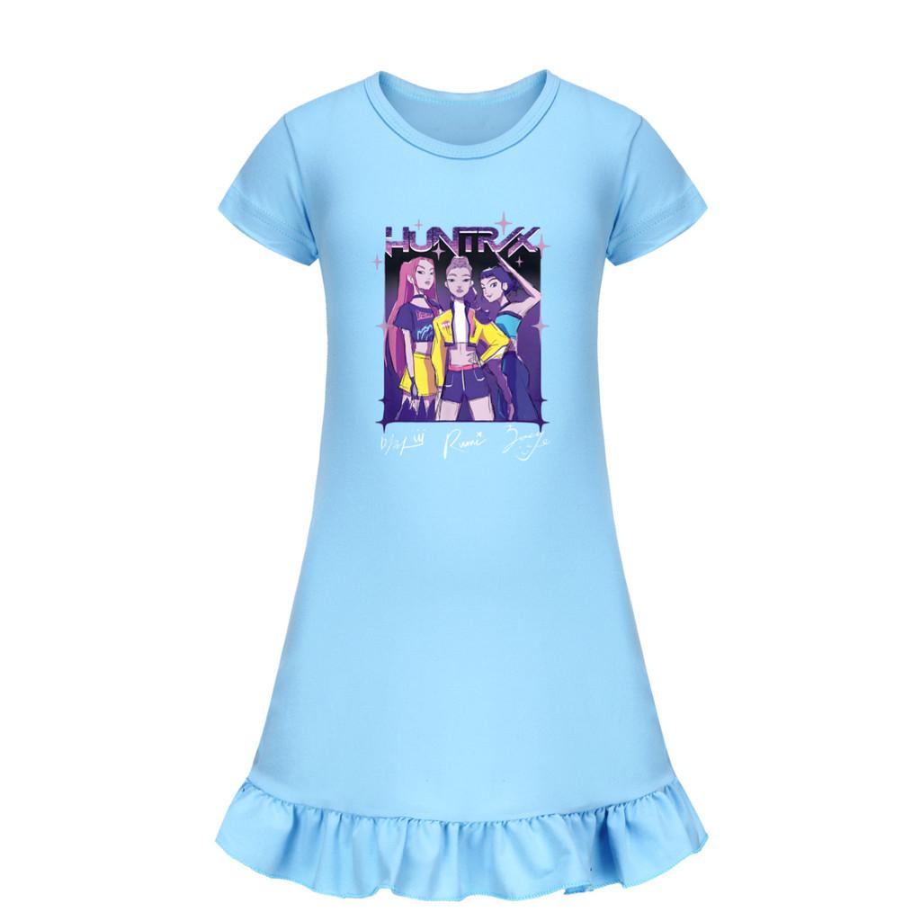 5022 Kids Girls Mira Zoey Rumi Printed Ruffle Short Sleeves Casual Dress