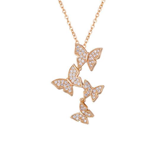 Butterfly Pendant Necklace Women Rhinestone Butterflies Necklace Elegant Clavicle Chain Birthday Anniversary Gift for Her