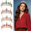 Multicolor Bridal Crown Luxury Queen Princess Tiara Baroque Pageant Crown  Hair Dress Accessories