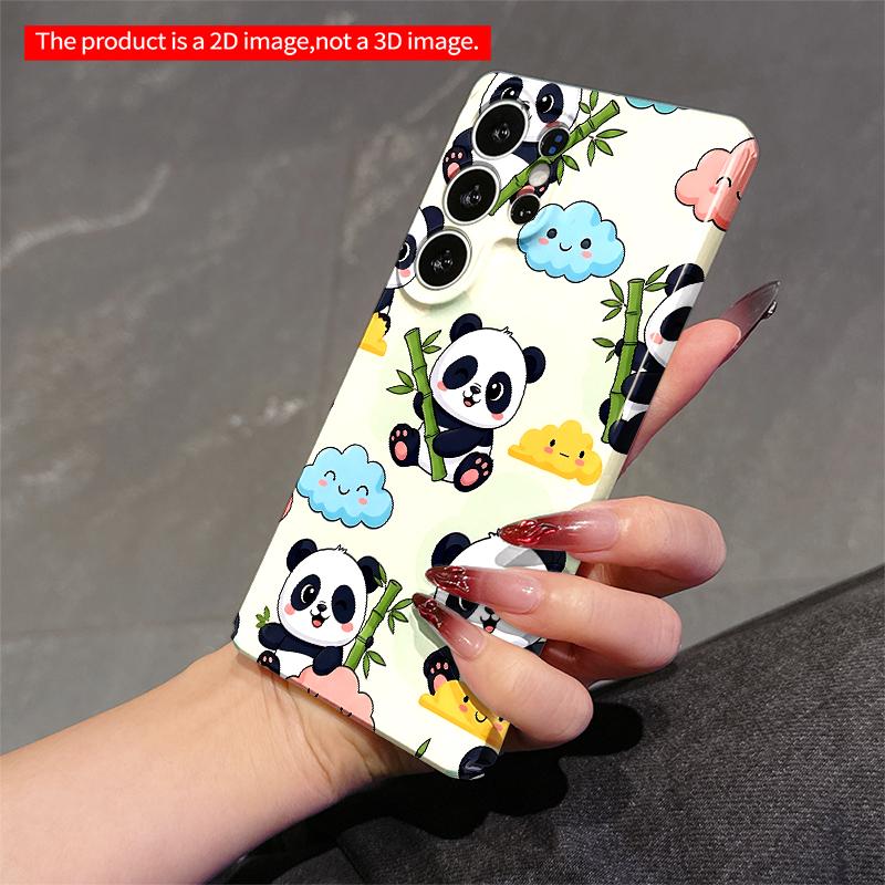 2DFlat Samsung phone case Cute Panda & Bamboo Clouds Pattern Phone Case Applicable to Galaxy S23 S24 S25ULTRA S26 A12 A14 A15 A16 A54 A55