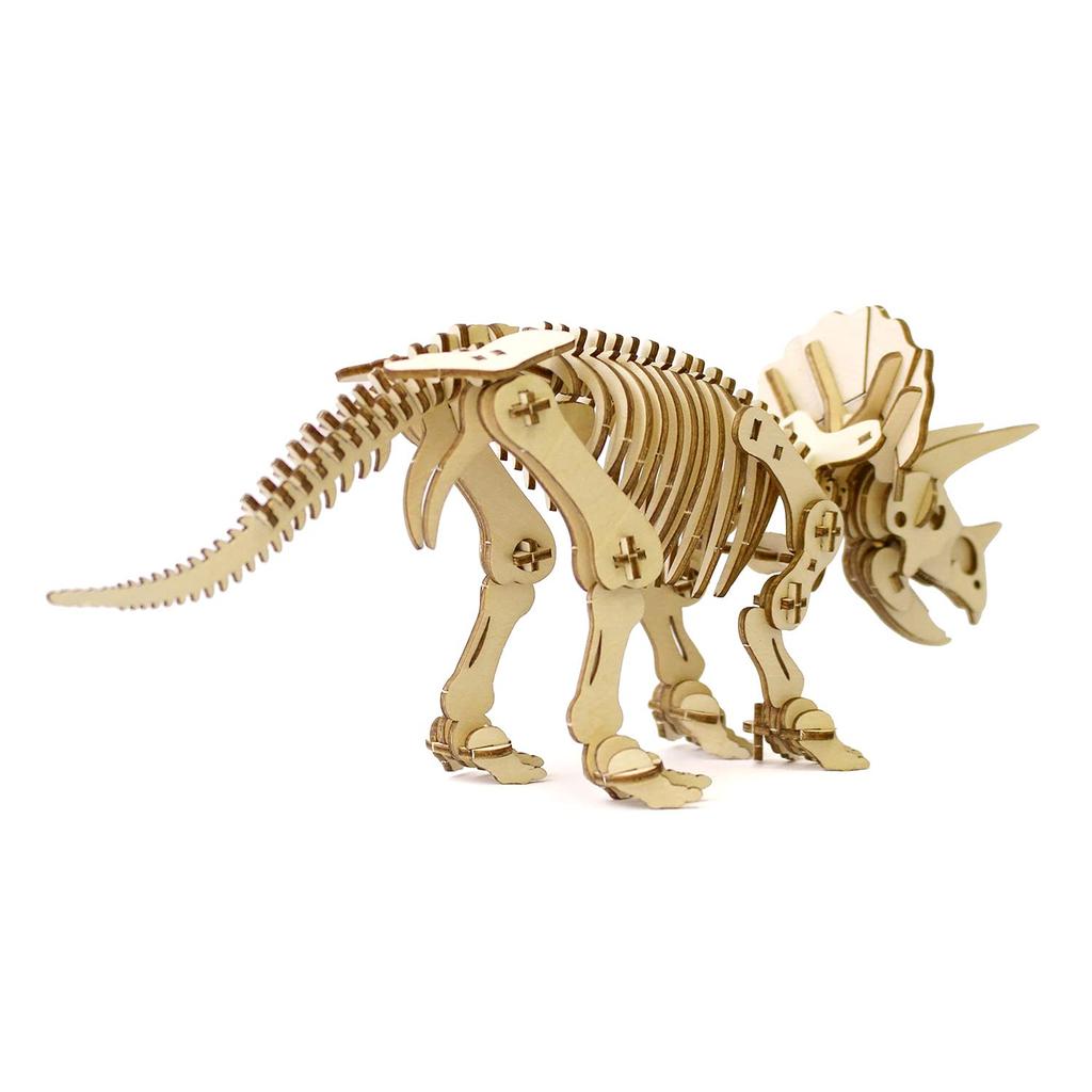 Triceratops 3D Wooden Puzzle DIY Craft Kit for Kids and Adults Educational Toy for Boys and Girls 3D Artwork and a Great Gift for Adults ki-gu-mi - -