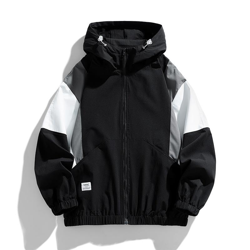 

Контрастные цвета Мужская и женская одинаковая куртка Куртка Мужская Весна и осень Модная спортивная куртка 3XL чёрный