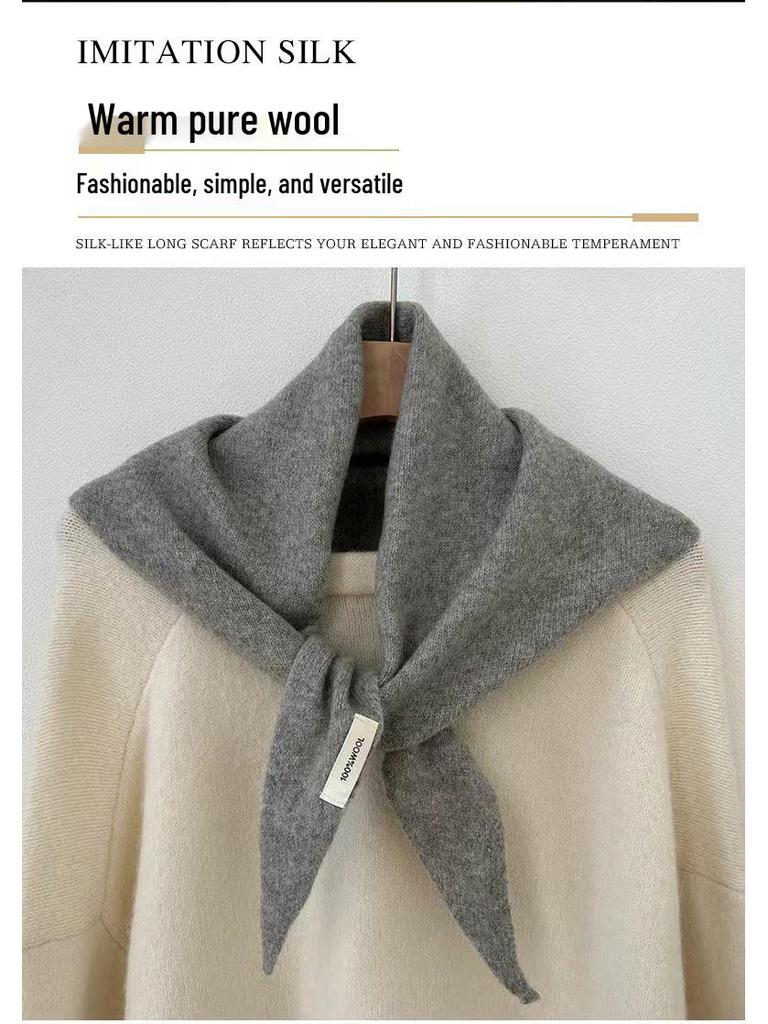 Australijski Szal Trójkątny Damski z Wełny i Kaszmiru - Wszechstronny Jednolity Kolor Ocieplacz na Szyję