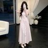 New French temperament pink sleeveless suspender dress, generous and decent in summer, beautiful waist dress