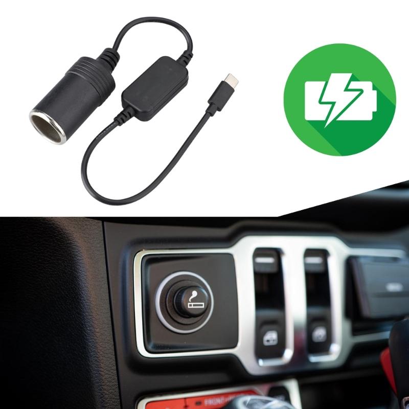 Convert USB Type C to 12V Cigarettes Lighter Adapter Cable USB Type C To 12V Adapter Cable For Car Fan, LED Lights