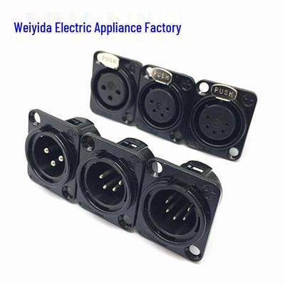 Black Metal XLR Audio Connectors: 3-Pin, 4-Pin, 5-Pin Male & Female Microphone Sockets