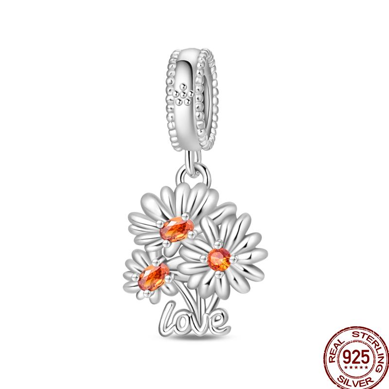 

Copper Warm Sunflower Shiny Zirconia Flower Beads Fit 3Mm Original Bracelet Diy Jewelry Gift