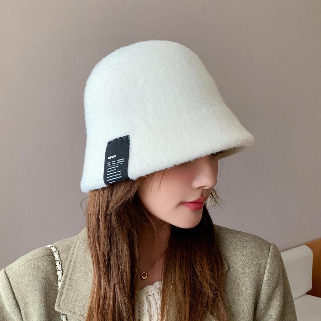 New Autumn and Winter Wool Fashion Hat for Women Outdoor Travel Fashion Korean Style Solid Color Simple Bucket Hat