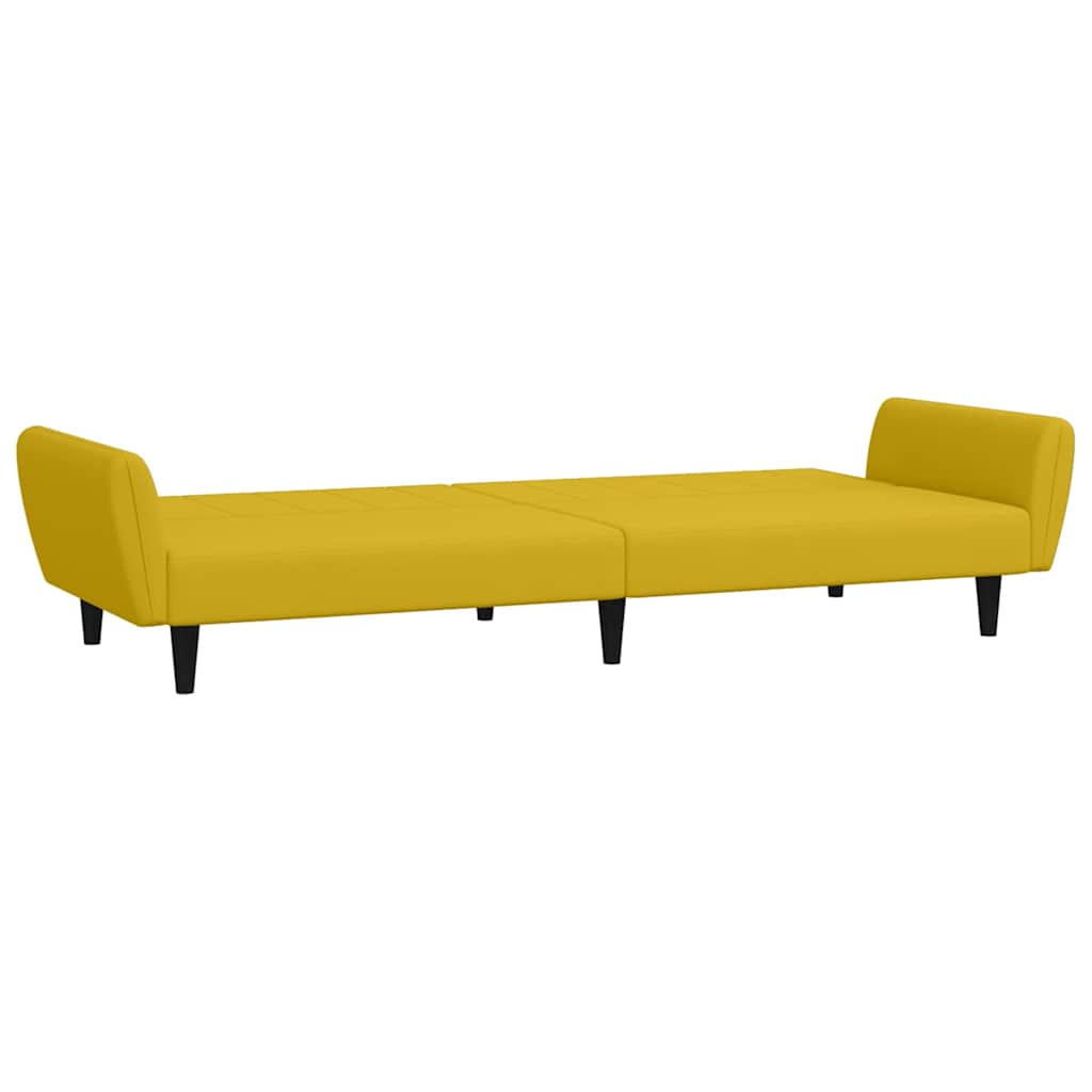 2 Seater Yellow Velvet Sofa Bed