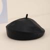 Korean Style Women'S Pu Leather Beret Hat - Solid Color Winter Painter Cap, Fashionable Autumn Winter Headwear Retro Casual