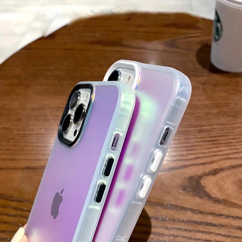 Luxury Anti Shock Laser Matte Transparent Soft Case For iPhone 14 13 12 11 Pro Max XS XR X 8 7 Plus SE3 Lens Protection Cover