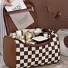 PU Leather Checkerboard Makeup Bag Hamburger Hamburger Travel Wash Bag  Outdoor